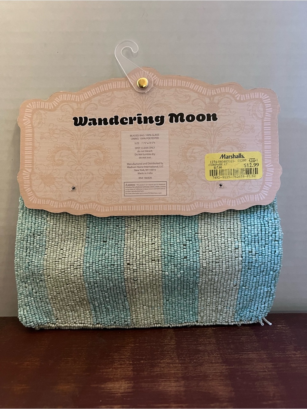 India Holmes Beaded Seashell Clutch - White & Aqua - Picture 2 of 2